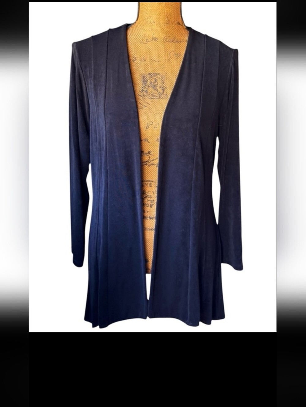 Traveler’s by Chico’s black high/low open-front cardigan/jacket No size tag | e